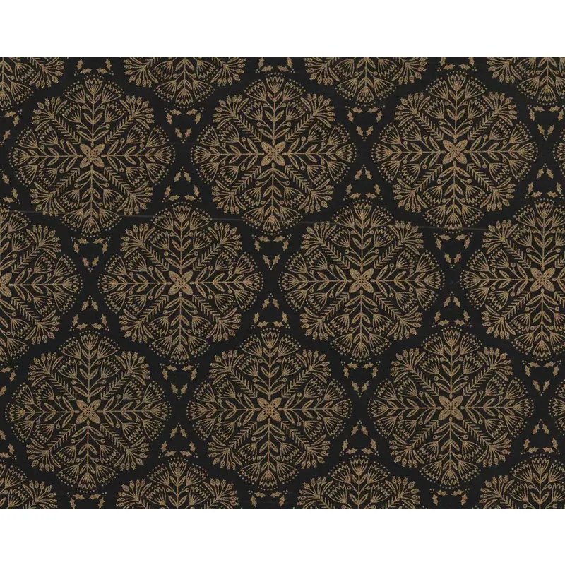 Metallic-Patchworkstoff HOLIDAY SPARKLE, Medallions, schwarz-gold, Benartex