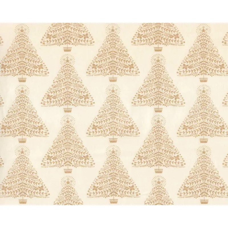 Metallic-Patchworkstoff HOLIDAY SPARKLE, Weihnachtsbaum, creme-gold, Benartex