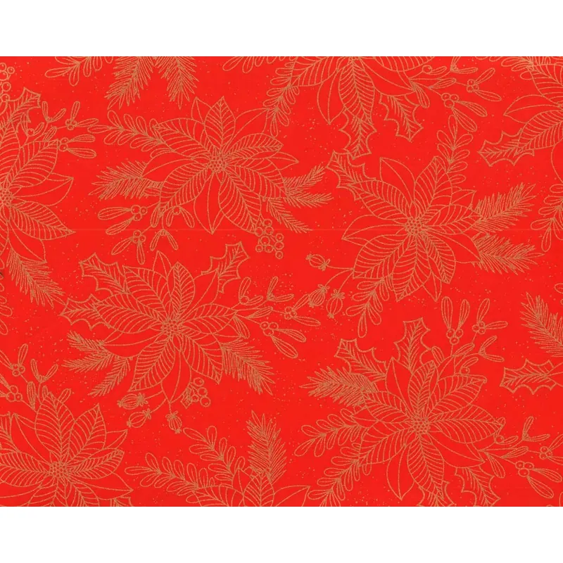 Metallic-Patchworkstoff HOLIDAY SPARKLE, Weihnachtstern, rot-gold, Benartex