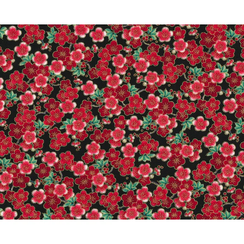 Metallic-Patchworkstoff KOKO, Kirschblüten, rot, Timeless Treasures