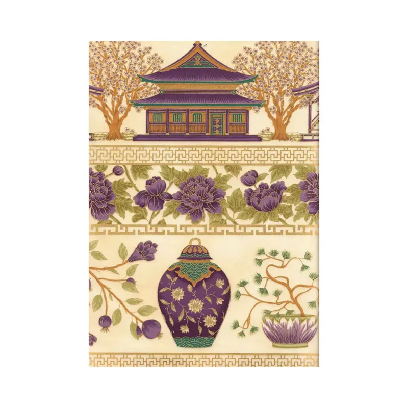 Metallic-Patchworkstoff SUMMER PALACE, Kaiserpalast-Bordüre, creme, Leesa Chandler