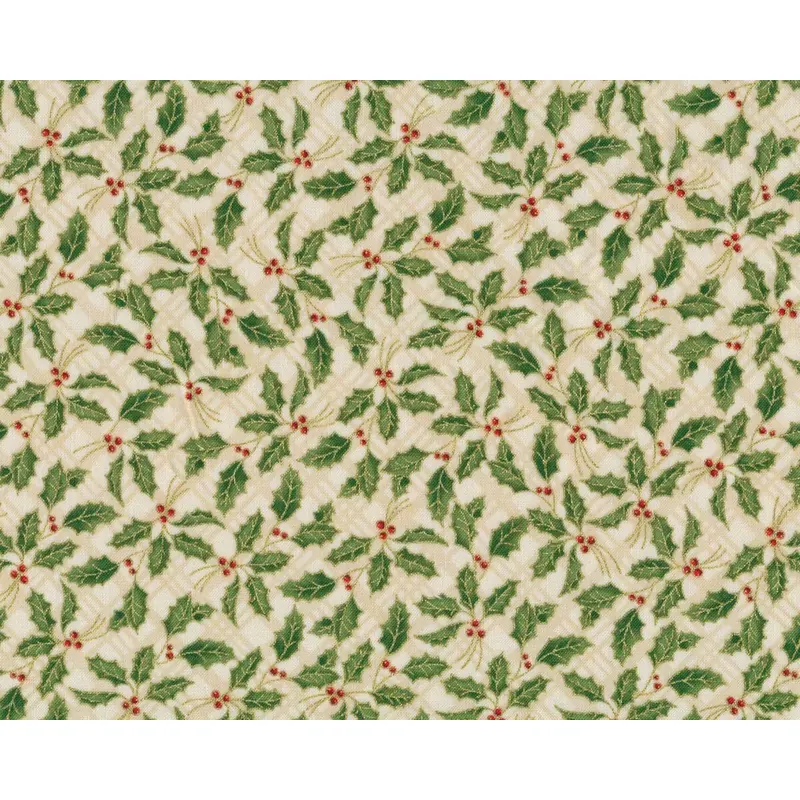 Metallic-Patchworkstoff WINTER'S GRANDEUR, Ilex, creme-gold, Robert Kaufman