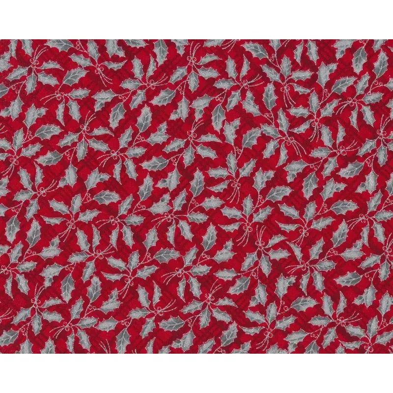 Metallic-Patchworkstoff WINTER'S GRANDEUR, Ilex, rot-silber, Robert Kaufman