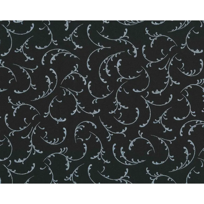 Metallic-Patchworkstoff WINTER'S GRANDEUR, Ranken, schwarz-silber, Robert Kaufman