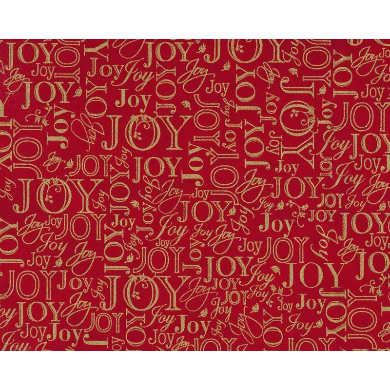 Metallic-Patchworkstoff WINTER'S GRANDEUR, Schrift, rot-gold, Robert Kaufman
