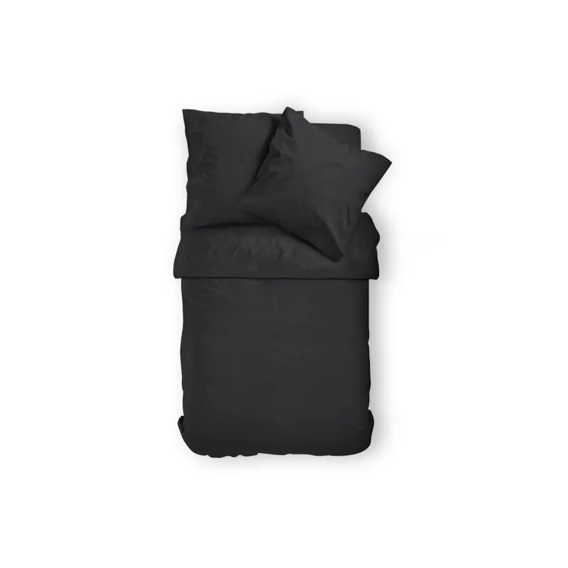 Microfaser Bettwäsche Uni Reißverschluss 155 x 220 cm + 80 x 80 cm Schwarz