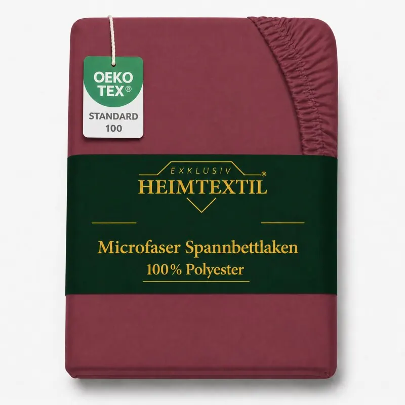Microfaser Spannbettlaken - Spannbetttuch 120x200 cm – Atmungsaktiv, Knitterfrei & Pflegeleicht – OEKO-TEX Bettlaken mit Rundumgummi  - Bordeaux
