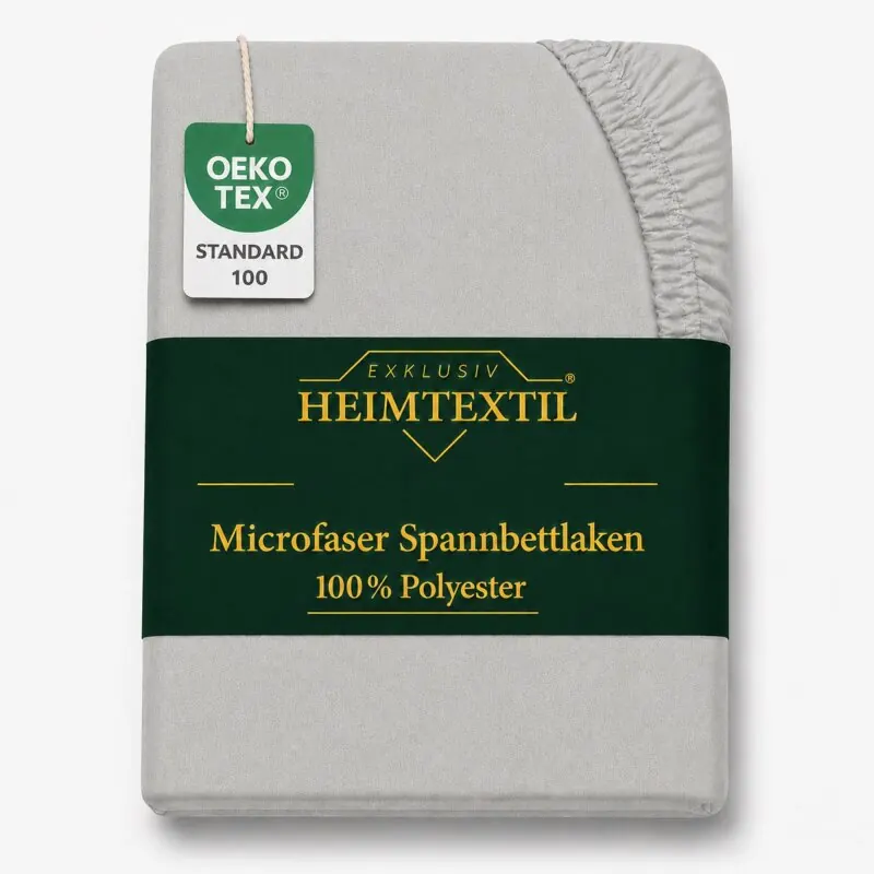Microfaser Spannbettlaken - Spannbetttuch 180-200x220cm – Atmungsaktiv, Knitterfrei & Pflegeleicht – OEKO-TEX Bettlaken mit Rundumgummi - Silber