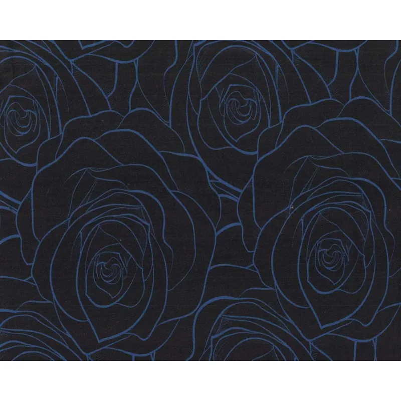 Modalsweatstoff PHIL, Rosen, blau-schwarz