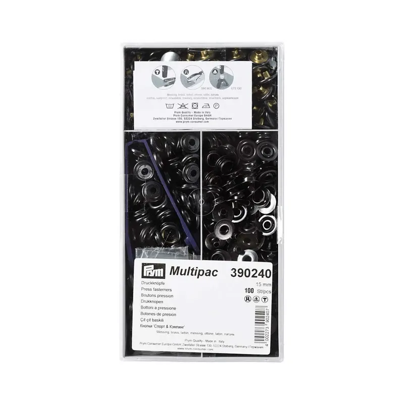 Multipack Druckknöpfe SPORT & CAMPING, brüniert, 100 Stück, Prym
