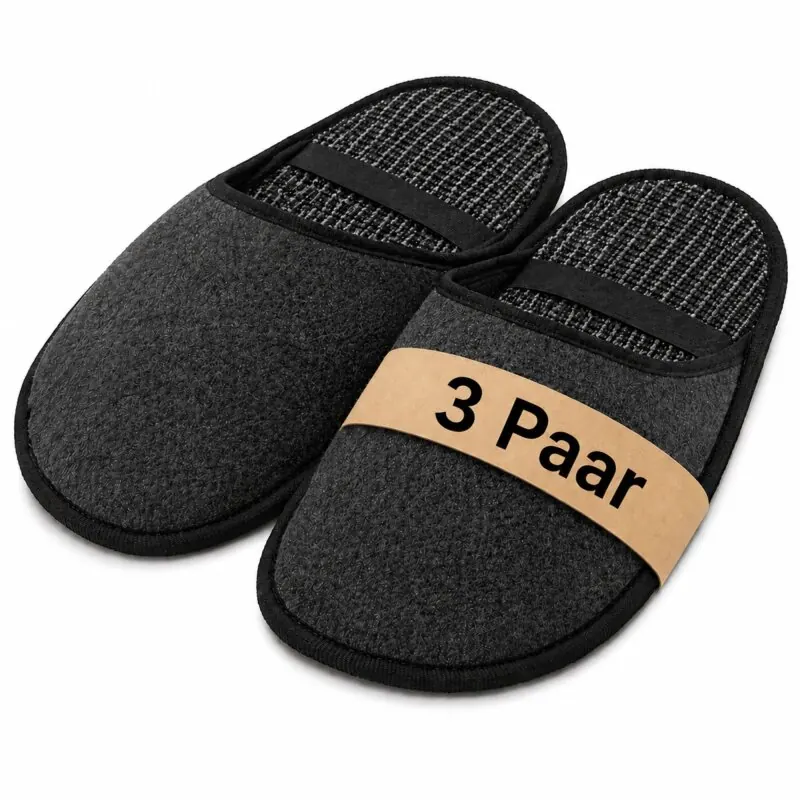 Museumspantoffeln aus Filz – Größe 38-47 - Handwerkerpantoffeln & Besucherschuhe mit Gummiband – Filzüberschuhe zum Bodenschutz gegen Kratzer & Schmutz 3 Paar