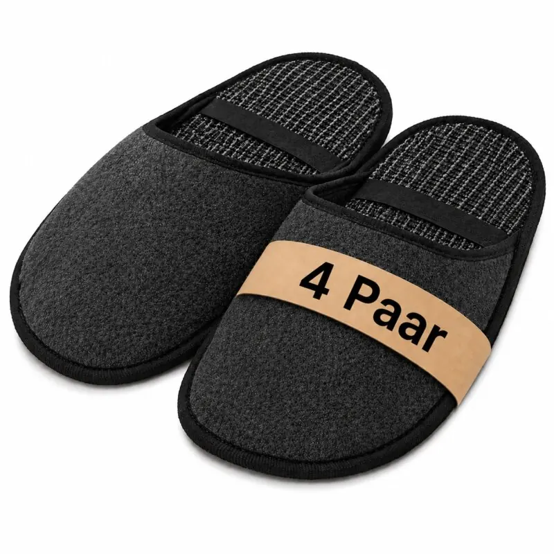 Museumspantoffeln aus Filz – Größe 38-47 - Handwerkerpantoffeln & Besucherschuhe mit Gummiband – Filzüberschuhe zum Bodenschutz gegen Kratzer & Schmutz 4 Paar