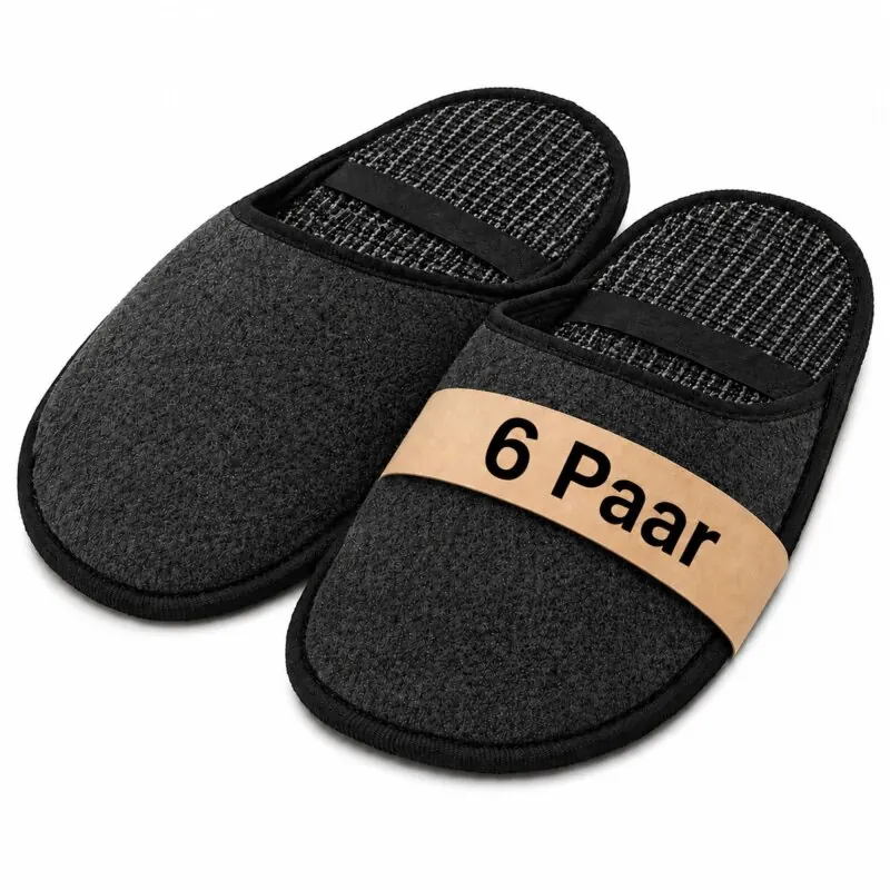 Museumspantoffeln aus Filz – Größe 38-47 - Handwerkerpantoffeln & Besucherschuhe mit Gummiband – Filzüberschuhe zum Bodenschutz gegen Kratzer & Schmutz 6 Paar