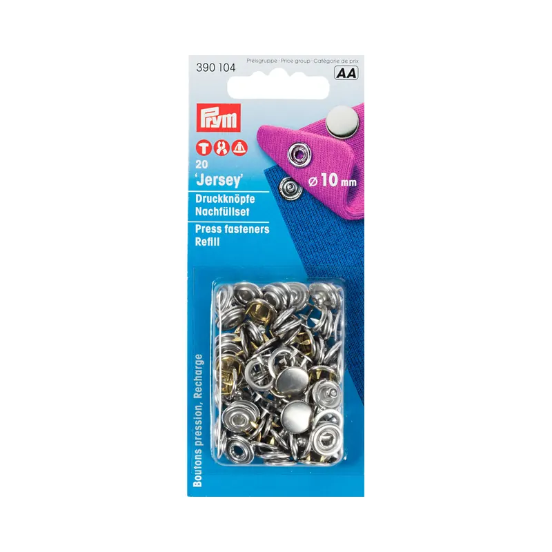Nachfüllpack Jersey-Druckknöpfe GLATTE KAPPE, silber, Prym