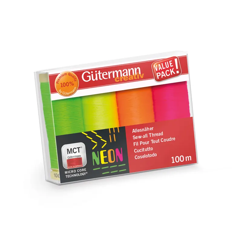 Nähfadenset Allesnäher, 4 Garne, Neonfarben, Gütermann