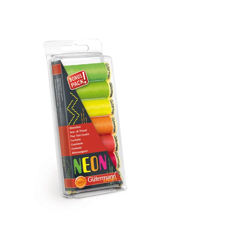 Nähfadenset Allesnäher, 7 Garne, Neonfarben, Gütermann