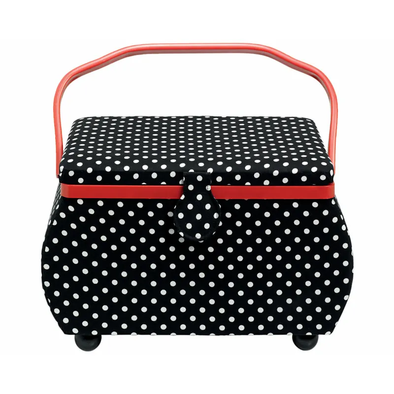 Nähkorb POLKA DOTS schwarz, Größe L, Prym