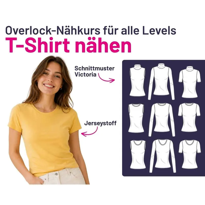 Nähkurs - T-Shirt nähen, mit der Overlock nähen, Stoffekontor Leipzig
