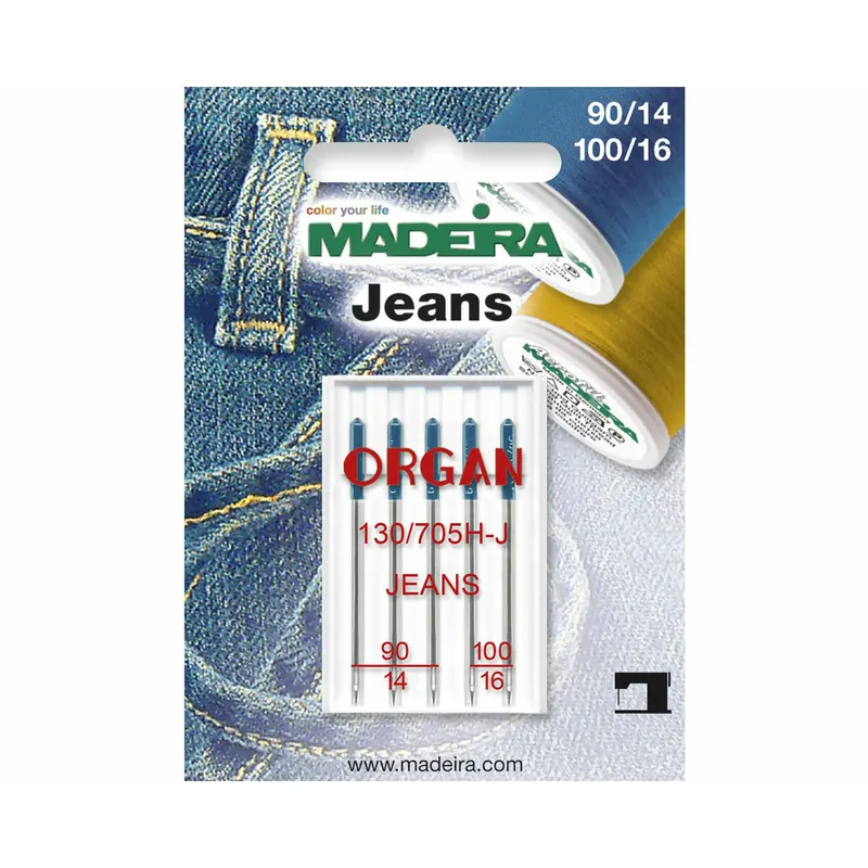 Nähmaschinennadeln JEANS, Stärke 90 und 100, Madeira