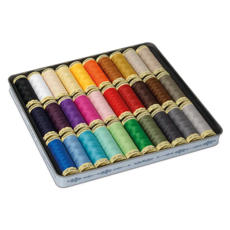 Nostalgie-Blechdose Nähfaden Allesnäher, 30 Farben, Gütermann