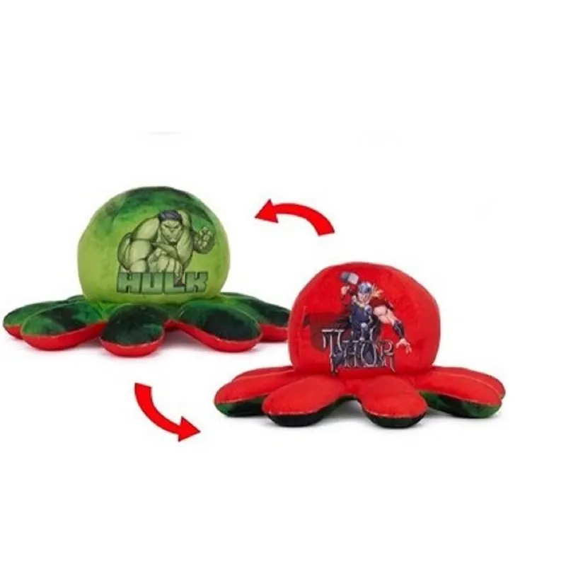 Oktopus Reversible Rainbow Kuscheltier Wende Plüschtier Octopus groß 30 cm doppelseitiger Flip Spielzeug Geschenkidee Octopus Marvel Hulk Thor