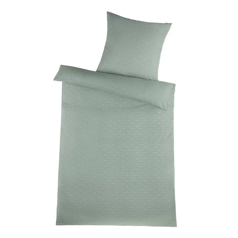 Optidream Mikrofaser Bettwäsche 135 x 200 cm Bettbezug Kopfkissenbezug 80 x 80 cm geprägt Cube salbei