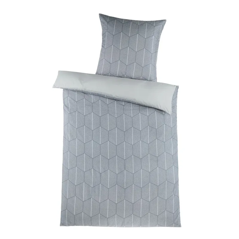 Optidream Mikrofaser Bettwäsche 135 x 200 cm Bettbezug Kopfkissenbezug 80 x 80 cm Raute silber Wende