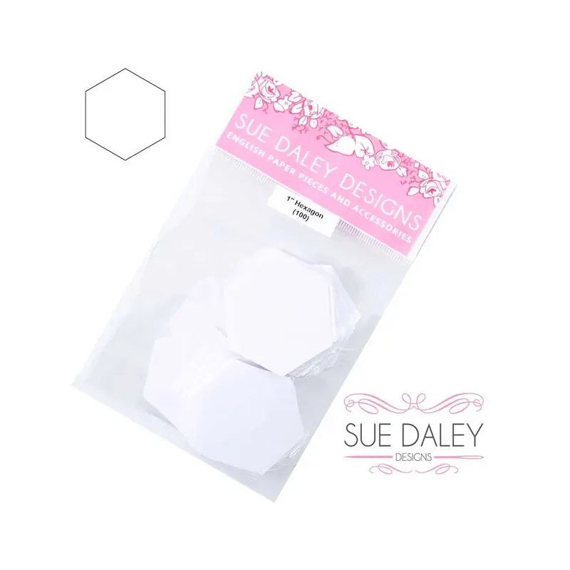 Papierschablone HEXAGON, English Paper Piecing, 100 Stück, 6 Größen, Sue Daley