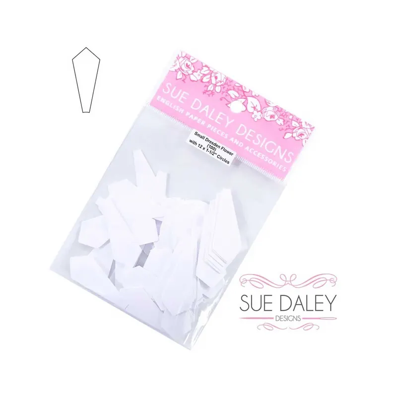 Papierschablone SMALL DRESDEN FLOWER, English Paper Piecing, 100 Stück, Sue Daley