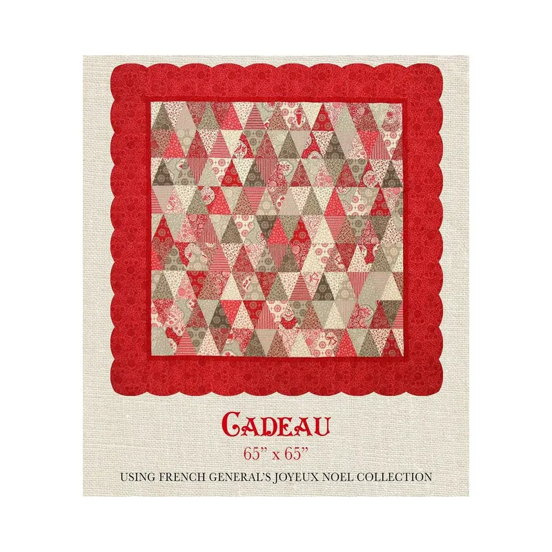 Patchwork-Anleitung CADEAU, quadratischer Weihnachts-Quilt mit Bogenkante, Moda Fabrics