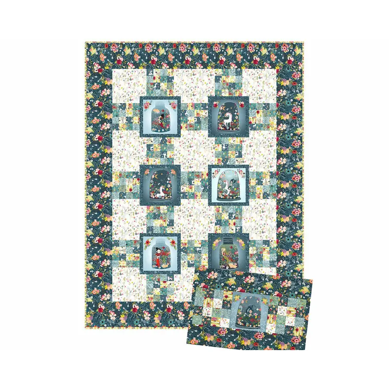 Patchwork-Anleitung MERMAIDS AND UNICORNS, Quilt und Kissenhülle