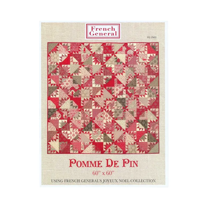 Patchwork-Anleitung POMME DE PIN, quadratischer Weihnachts-Quilt, Moda Fabrics