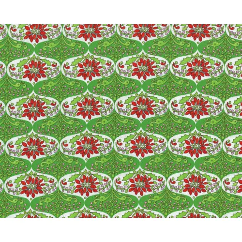 Patchworkserie "Christmas Snowflower", mit regelmäßigen Kugelstreifen, grasgrün-weiß-rot