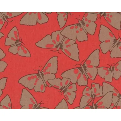 Patchworkserie "Del Hi" mit Schmetterlingen, pastellrot-helles schlammbraun
