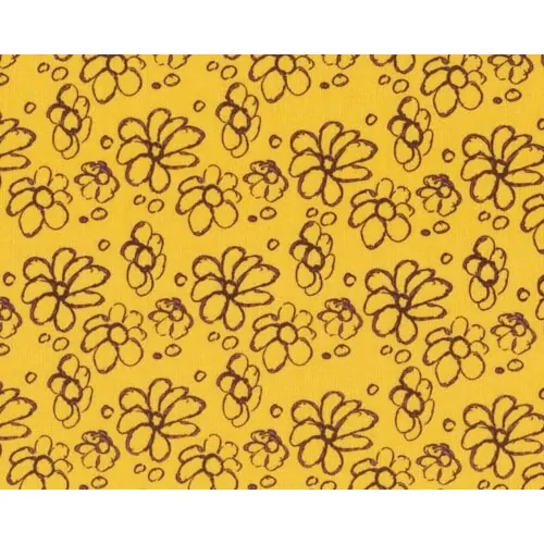 Patchworkserie "Fairy Tip Toes" mit Skizzenblumen, goldgelb-braun