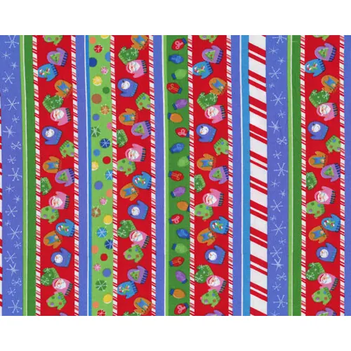 Patchworkserie "Special Christmas" mit Handschuh-Längsstreifen, maigrün-blau-rot