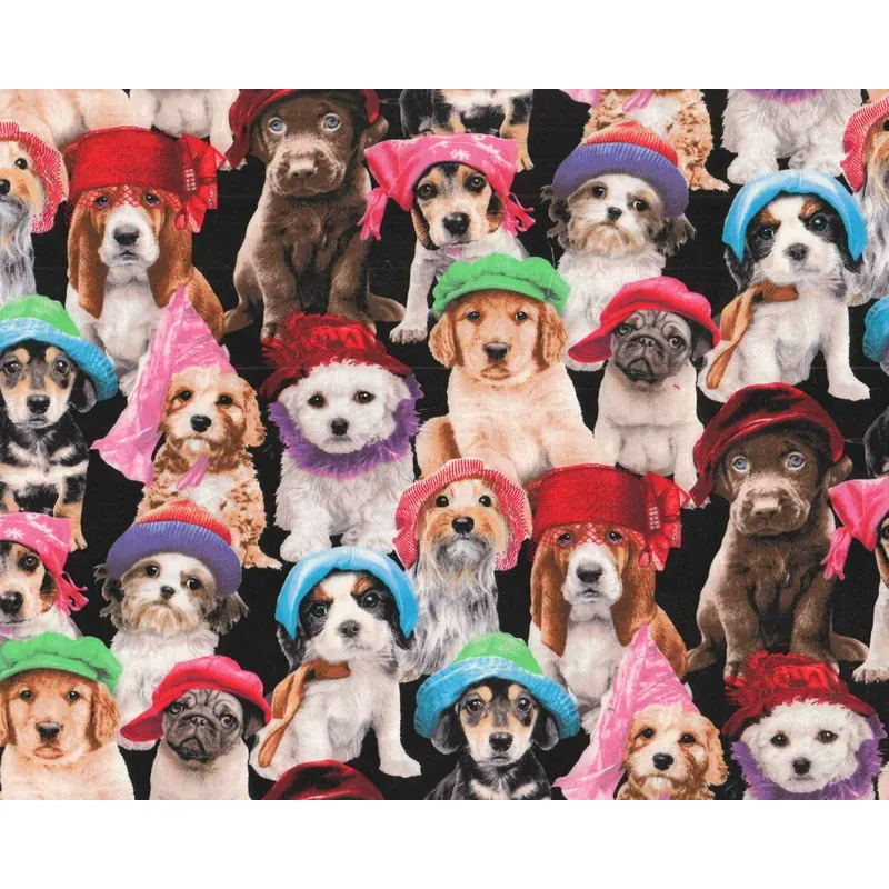 Patchworkstoff ADORABLE PETS, Hunde, schwarz, Elizabeth's Studio