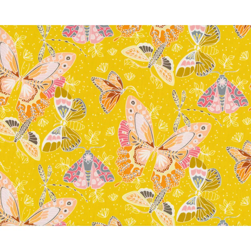 Patchworkstoff AERIAL, Schmetterlinge, sonnengelb, Tamara Kate