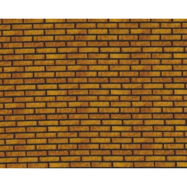 Patchworkstoff "All around the Town" mit Ziegelstein-Mauer-Muster, goldbraun
