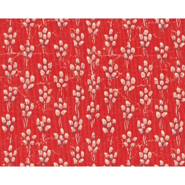 Patchworkstoff "Amelia's Attic" mit kleinen Tupfenblüten, gedecktes rot-helles lachsrot
