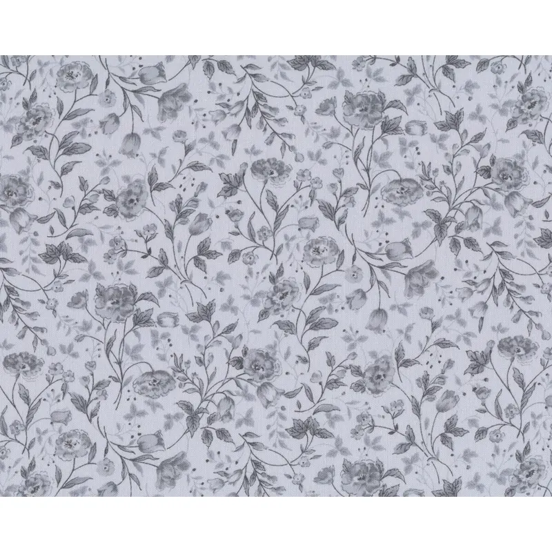 Patchworkstoff ANTIQUE, Rosen-Ranken, hellgrau-dunkelbraun