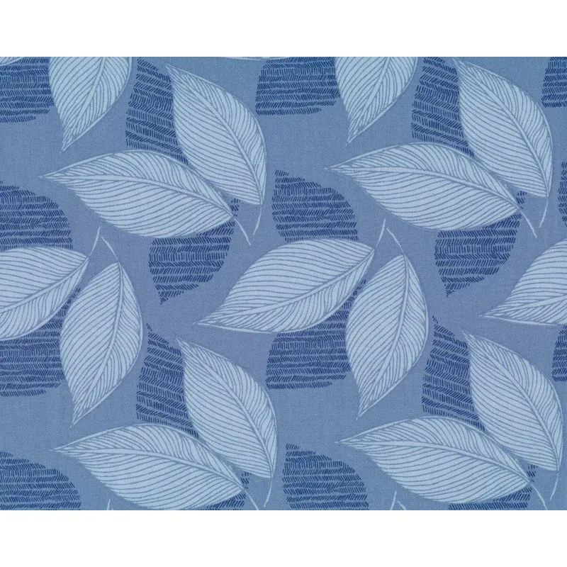 Patchworkstoff ARIA, große Blätter, taubenblau-helles taubenblau, Moda Fabrics