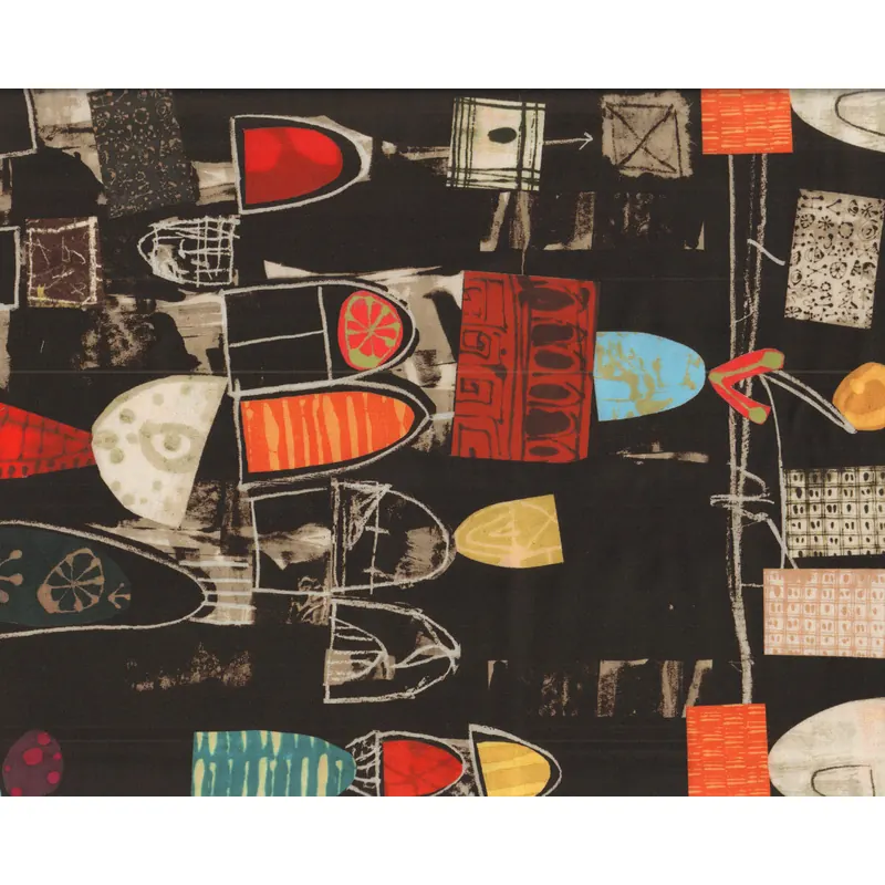 Patchworkstoff ART HISTORY, Collage, schwarz, Marcia Derse