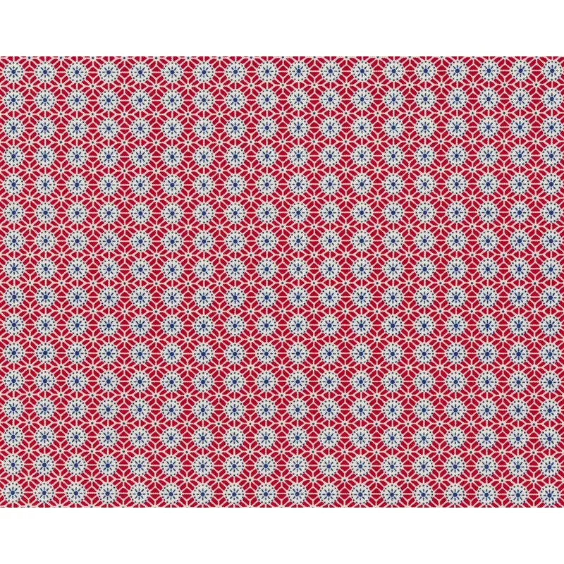 Patchworkstoff AUNT GRACE, Punkte-Blumen-Raster, dunkelrot-gebrochenes weiß