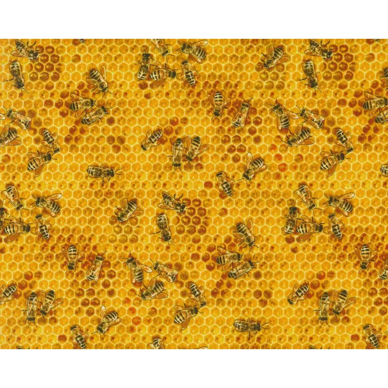 Patchworkstoff BEES & FLOWERS, Honigbienen, Elizabeth's Studio