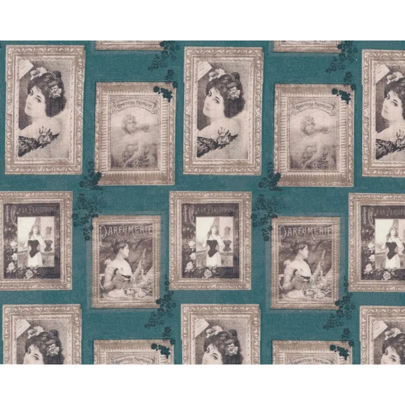 Patchworkstoff BELLE EPOQUE, Frauen-Bilder, schlammbraun