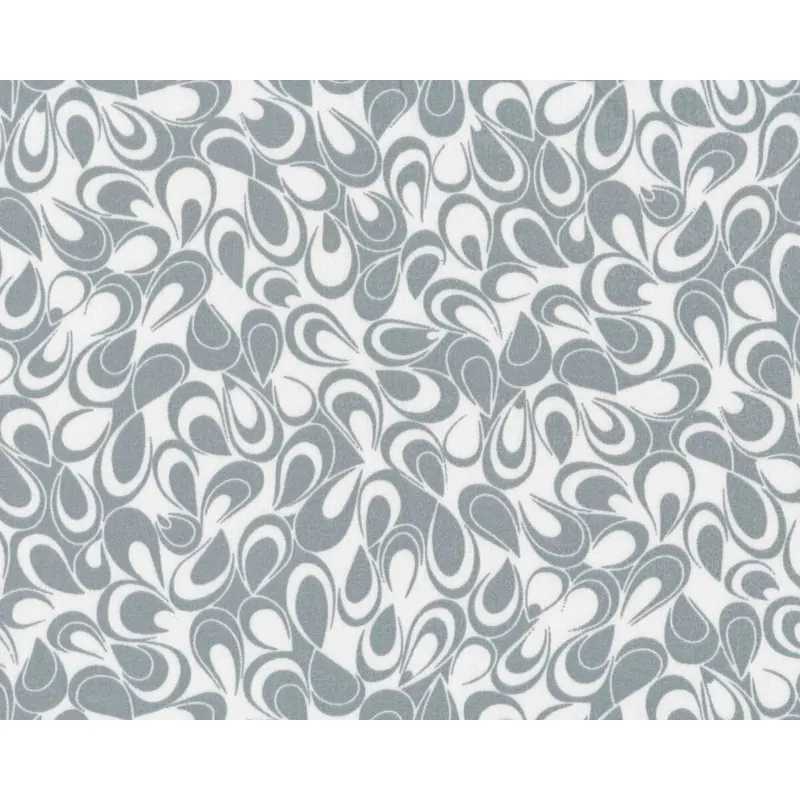 Patchworkstoff BETTER BASICS DELUXE, Paisley-Tropfen, weiß-grau, Benartex
