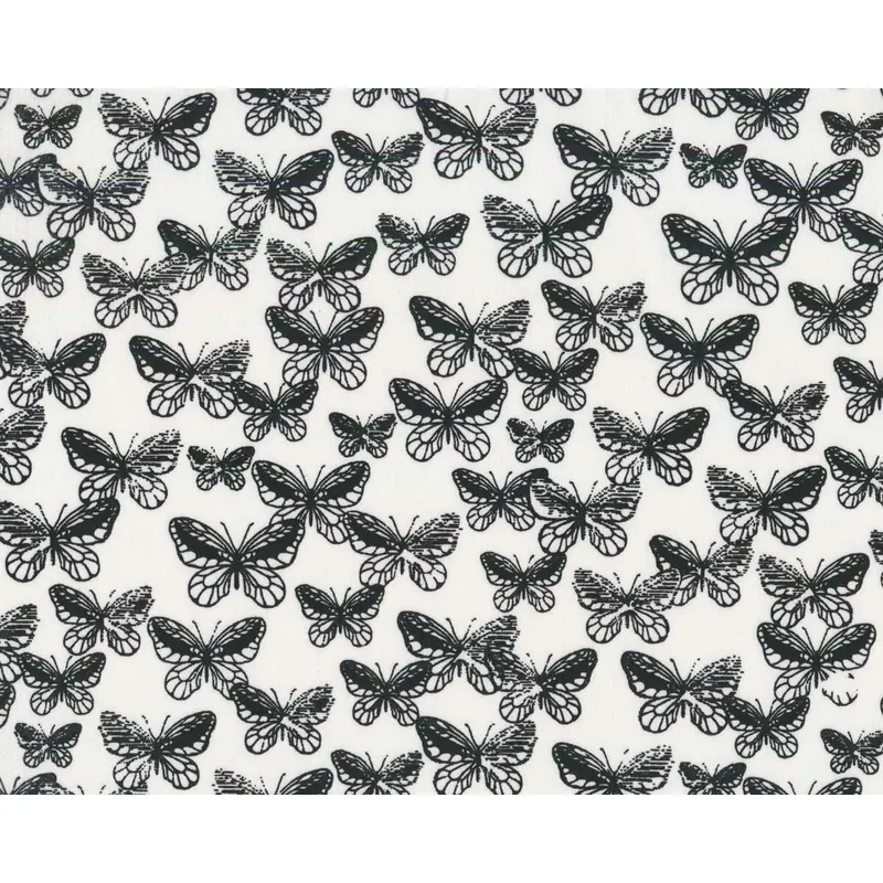 Patchworkstoff BETTER BASICS DELUXE, Schmetterlinge, weiß-schwarz, Benartex