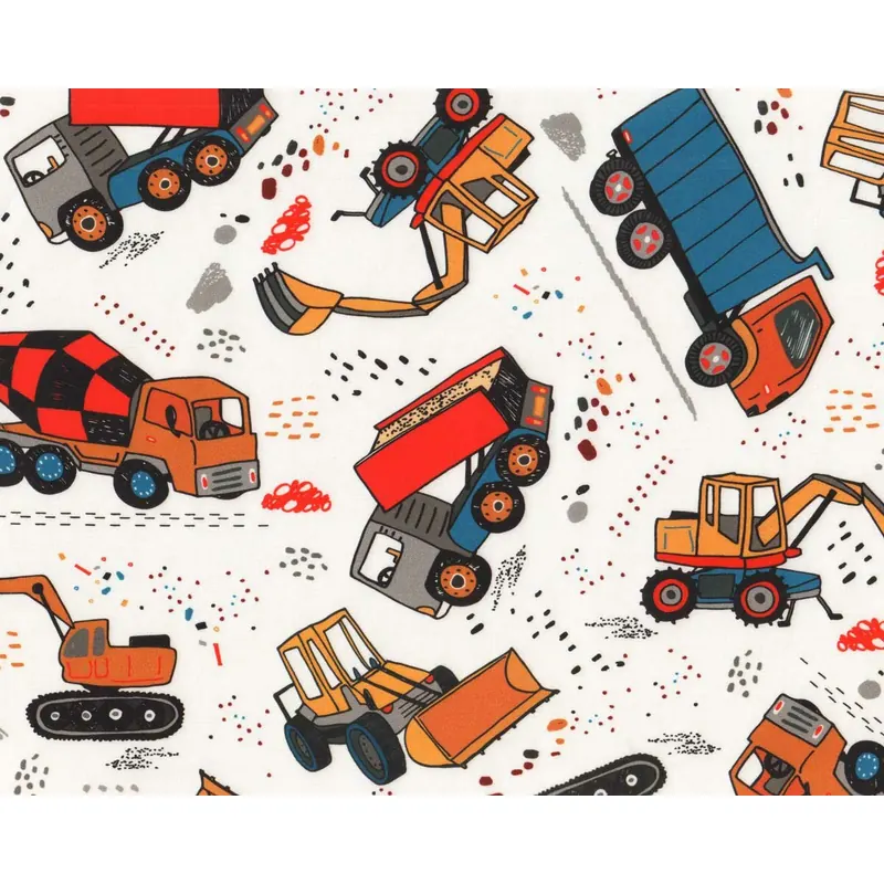 Patchworkstoff BUILD, BANG, BOOM, Baufahrzeuge, Robert Kaufmann