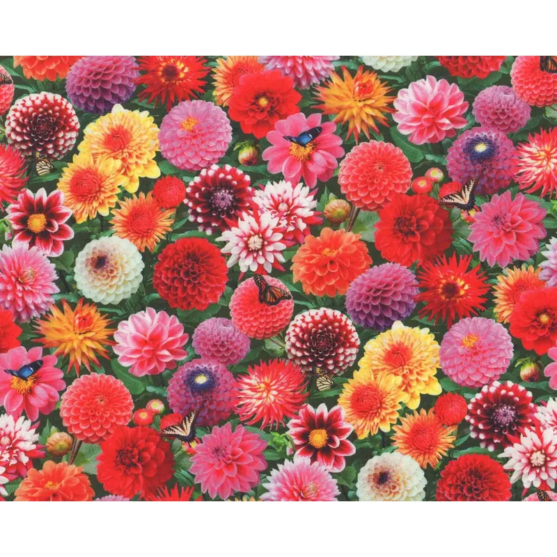 Patchworkstoff BURST OF COLOR, Chrysanthemen & Dahlien, Elizabeth's Studio